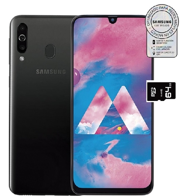  Celular Samsung Galaxy M30 64GB RAM 4GB 3 Camaras Gran Bateria NEGRO + Regalo Micro SD 64GB