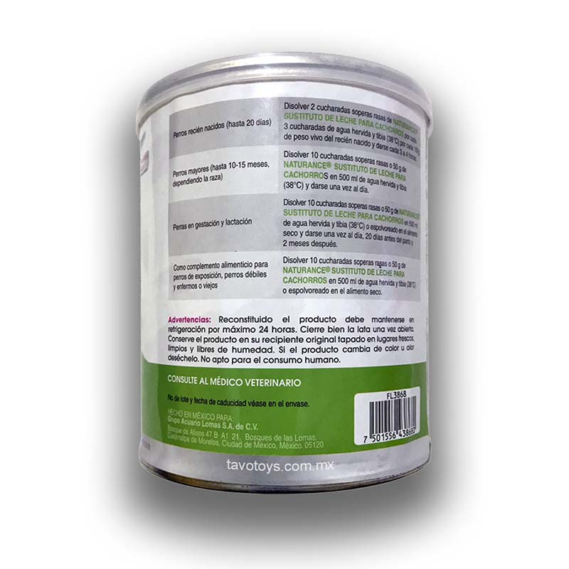 Leche Para Perro Cachorro Polvo Naturance 450 Gr Sustituto