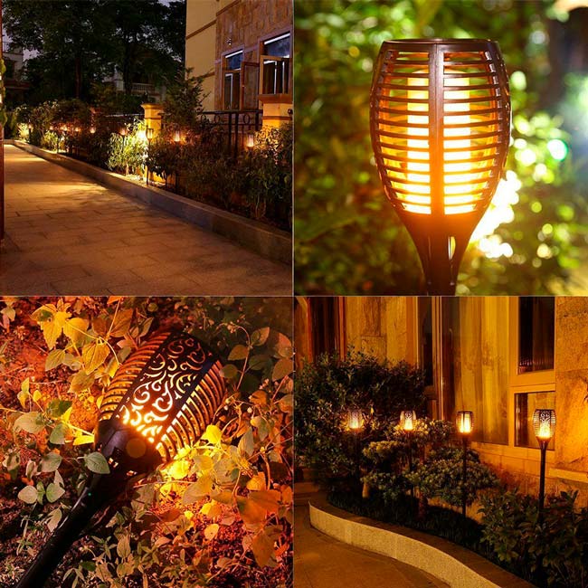 Lampara Solar Tipo Antorcha 96 Leds Para Jardin Impermeable