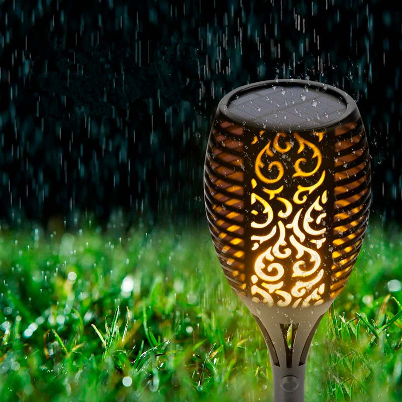 Lampara Solar Tipo Antorcha 96 Leds Para Jardin Impermeable