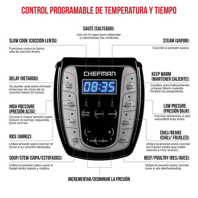 OLLA DE PRESION ELECTRICA DE 6L RJ40-6-CH 6 CHEFMAN
