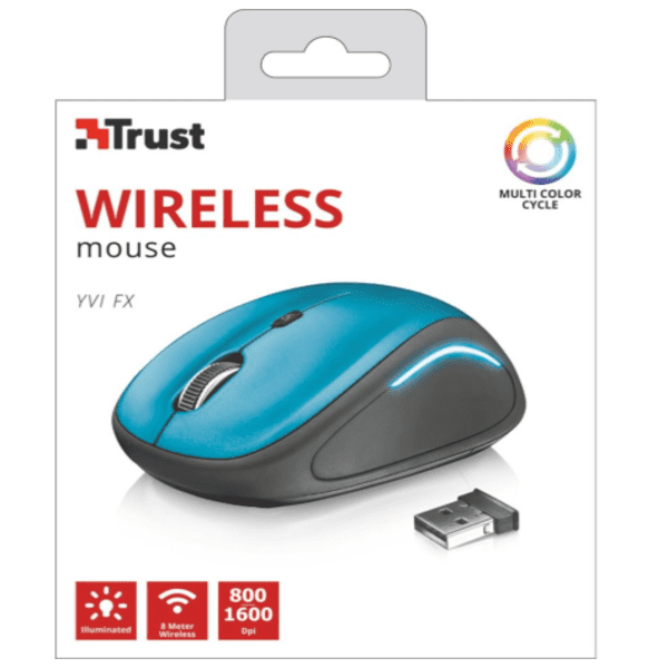 Mouse Inalámbrico Azul Con Negro Modelo Yvi Fx Marca Trust