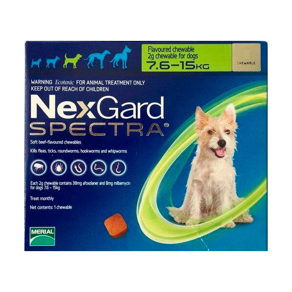 NexGard Spectra Endectoparasiticida Perro M 7.5-15 kg 1 tab. masticabl