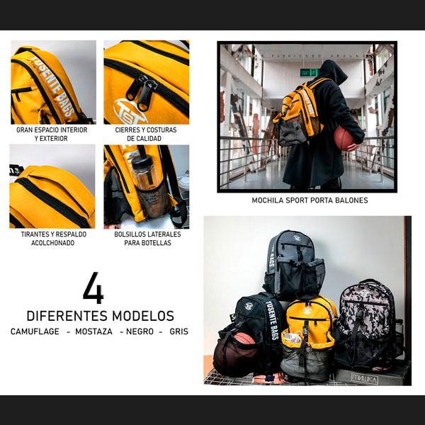 Mochila Backpack Bolsa Deportivo con Malla Gran Capacidad Polyester ImpermeableI Gimnasio Gym Exterior