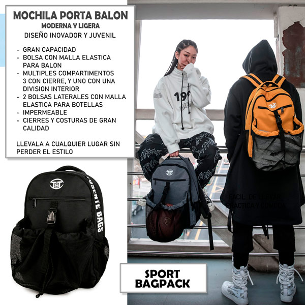 Mochila Backpack Bolsa Deportivo con Malla Gran Capacidad Polyester ImpermeableI Gimnasio Gym Exterior