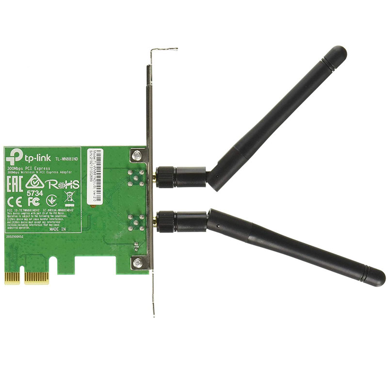 ADAPTADOR TPLINK TLWN881ND 300MBPS PCI EXPRESS 300MBPS 2.4GHZ 2DBI