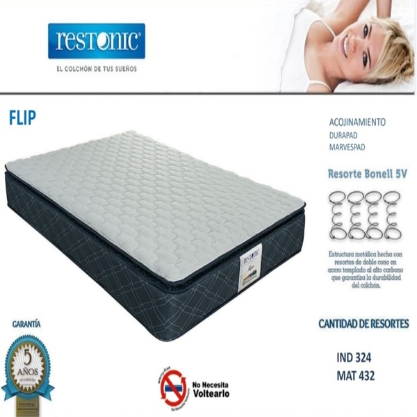 Oferta Limitada Colchón Restonic Flip resorte Bonell 5V Matrimonial