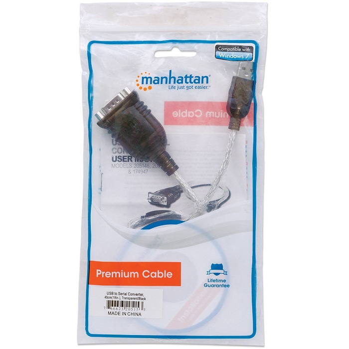 Convertidor Adaptador Serial a USB Manhattan 45cm DB9 205153