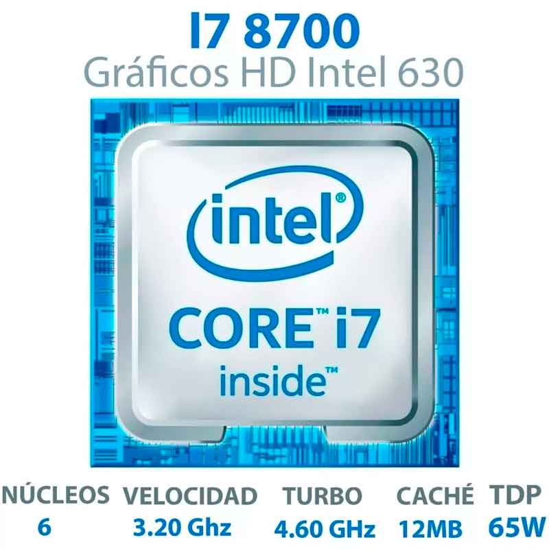 Procesador INTEL Core I7 8700 3.2 GHz 6 Core 1151 BX80684I78700