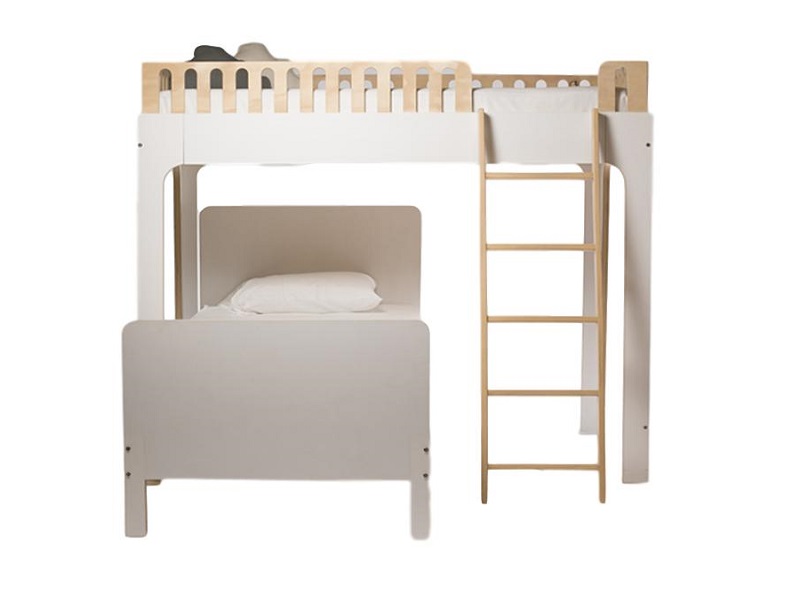 Litera dos camas individuales Moor Blanco y natural - Këssa Muebles