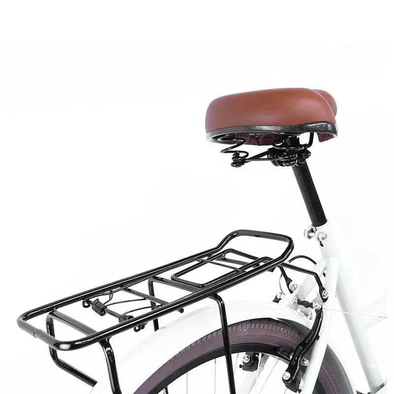 Bicicleta Vintage 6 Velocidades Freno de Mano Rodada 26 Canastilla Bici Urbana Retro Blanca