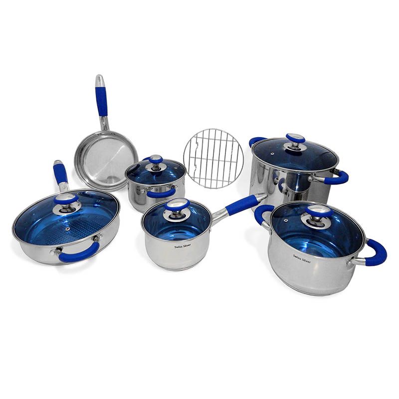 Bateria Swiss Silver Acero Inoxidable 12 Piezas