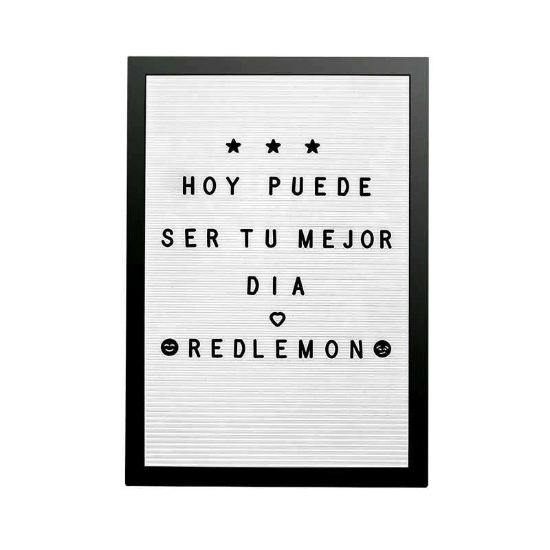 Redlemon Pizarrón de Madera Vintage de Letras Intercambiables, 340 Piezas Letras, Números, Signos y Emojis. Ideal para Restaurante, Cafetería, Bar, Mensajes o para Niños, con Gancho Metálico, 30 cm x 45 cm