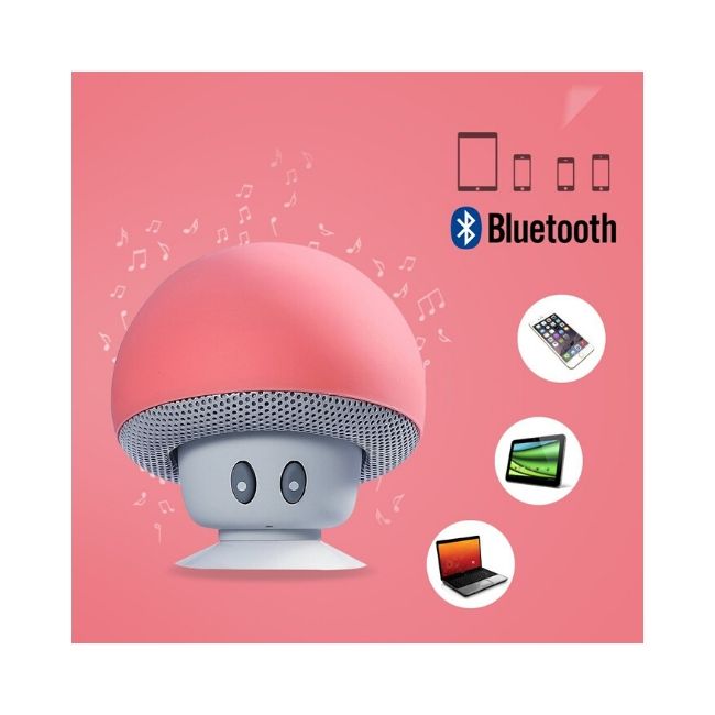 Mini Bocina Bluetooth Portátil en Forma de Hongo con Baterí­a Recargable de Alta Duración, tipo Kickstand