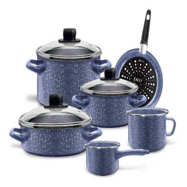 Bateria 9 Pzas Peltre Color Azul Marca Ecko 28817