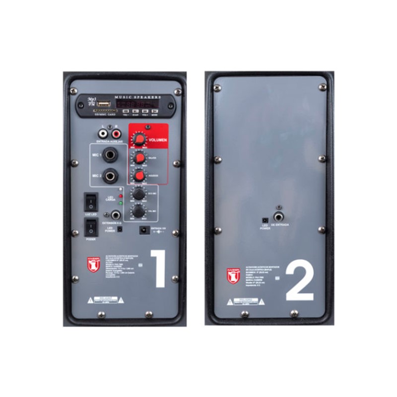 Combo de 2 Bafles Kaiser PAK-7908 Batería Recargable Bluetooth