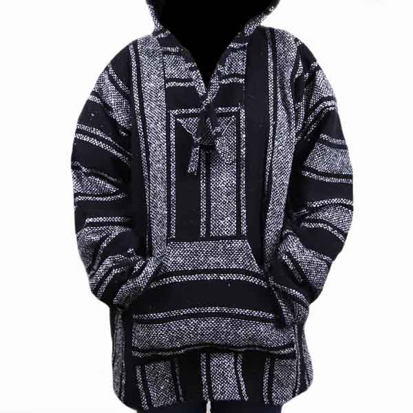 Sudadera Capucha Artesanal Negra Con Blanco Unisex