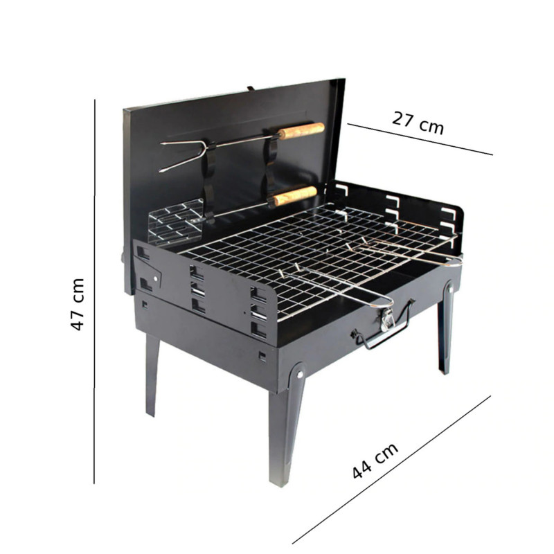 Mini Asador a Carbon Portatil Parrilla Acero con Utensilios