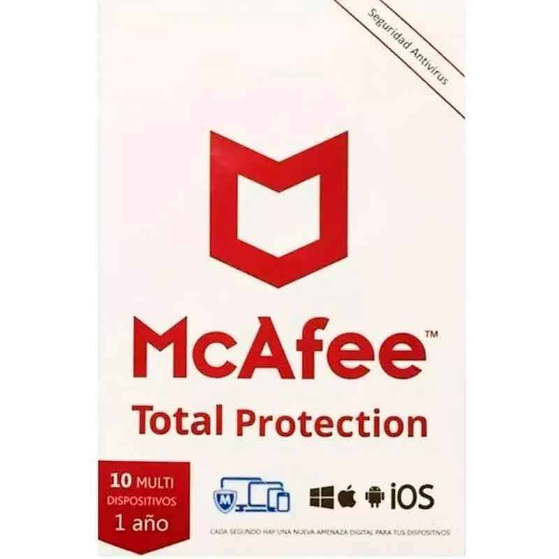 Antivirus Total Proteccion MCAFEE Tarjeta de Activacion 1 Año 10 Dispositivos MTP00LNRXRDA 