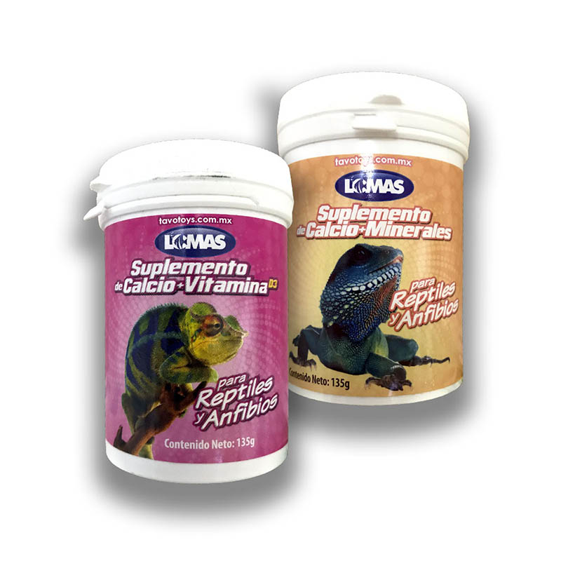 Calcio Para Reptiles y o Anfibios 2 Frascos Polvo Adicionado Con Minerales y Vitamina D3