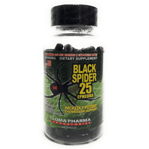 Quemador de Grasa Black Spider 25 Ephedra con 100 cápsulas