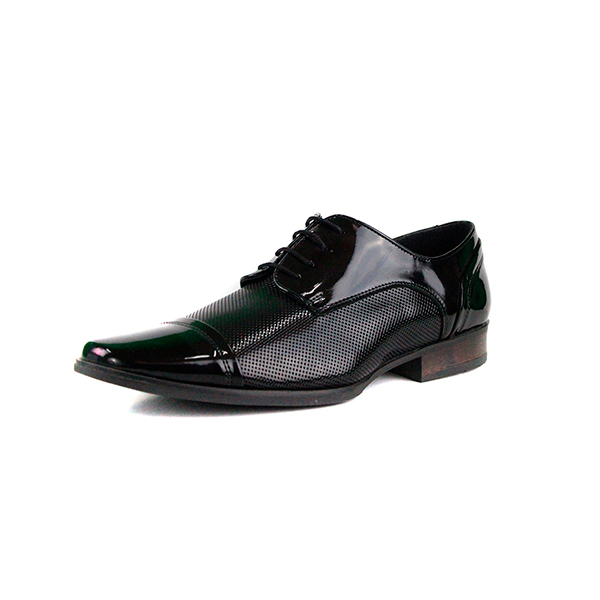 Incognita Zapato de Vestir con Texturas en costados, Charol 034C08