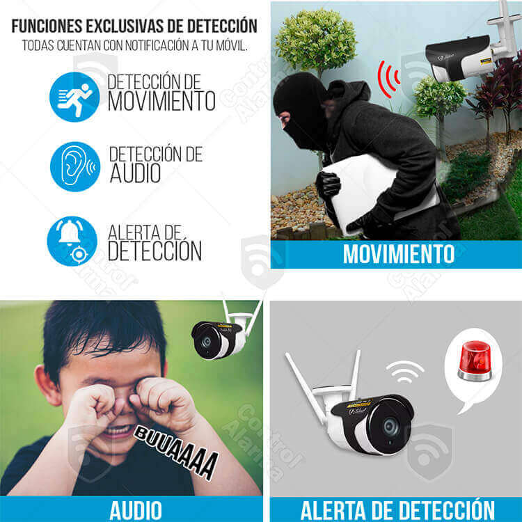 Camara Wifi Ip Exterior Full Hd 1080p Audio Dos vias Nube Alerta Visualiza Hasta 4 Camaras Seguridad Casa Negocio