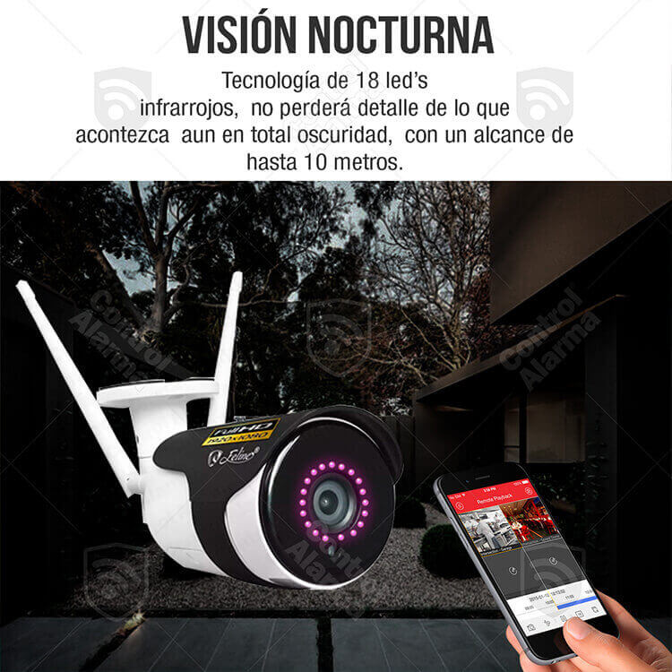 Camara Wifi Ip Exterior Full Hd 1080p Audio Dos vias Nube Alerta Visualiza Hasta 4 Camaras Seguridad Casa Negocio