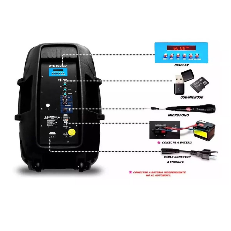 Bafle15 Donker KSR 25000w Potente Fm Control, Microfono, Bluetooth, Usb/sd