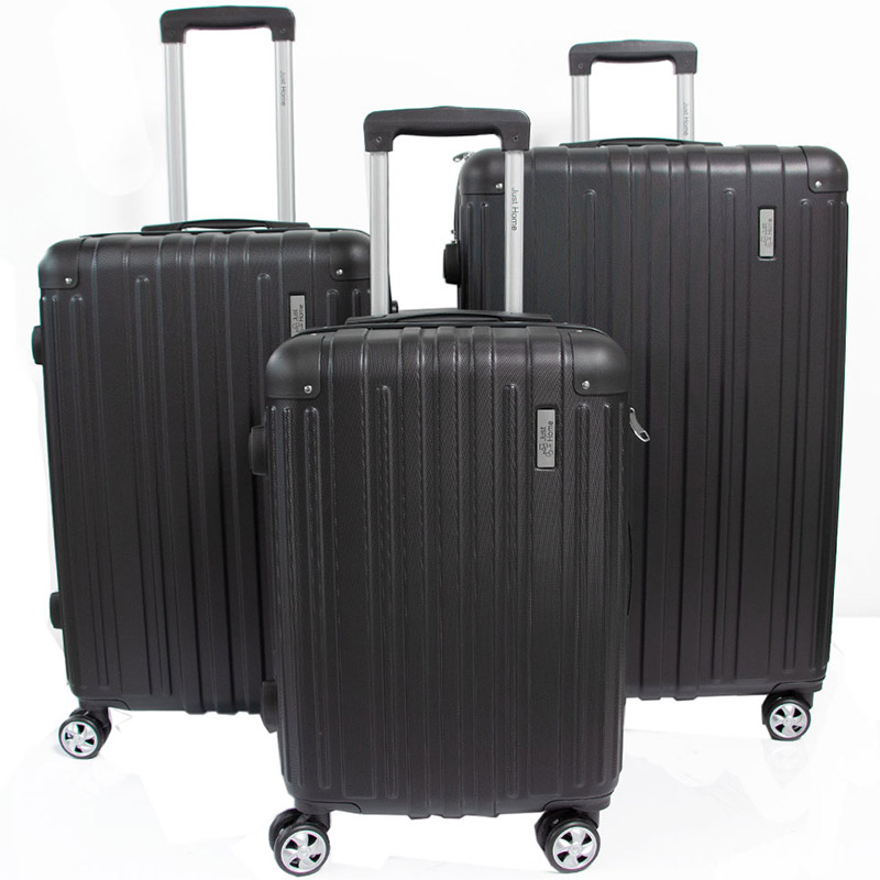 Maleta Negra Lujo Set 3 Maletas De Viaje Ruedas Metalica 20