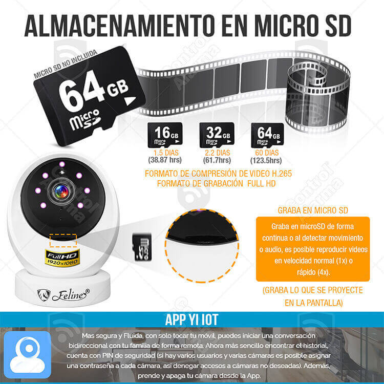 Camara Wifi Ip Full Hd Seguridad Deteccion Movimiento Audio Vision Nocturna Espia Grabacion Nube Alarma Casa