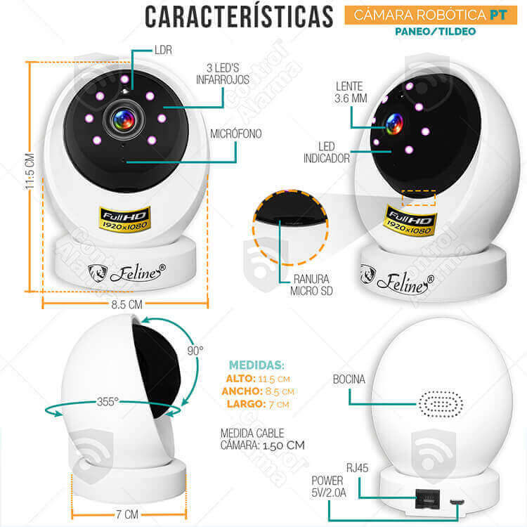 Camara Wifi Ip Full Hd Seguridad Deteccion Movimiento Audio Vision Nocturna Espia Grabacion Nube Alarma Casa