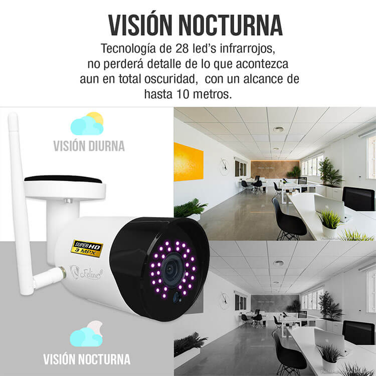 Camara Wifi Ip Ultra Fhd Panoramica Zoom Digital Perspectiva 3D Exterior Alerta Detección Video Seguridad Casa  Negocio