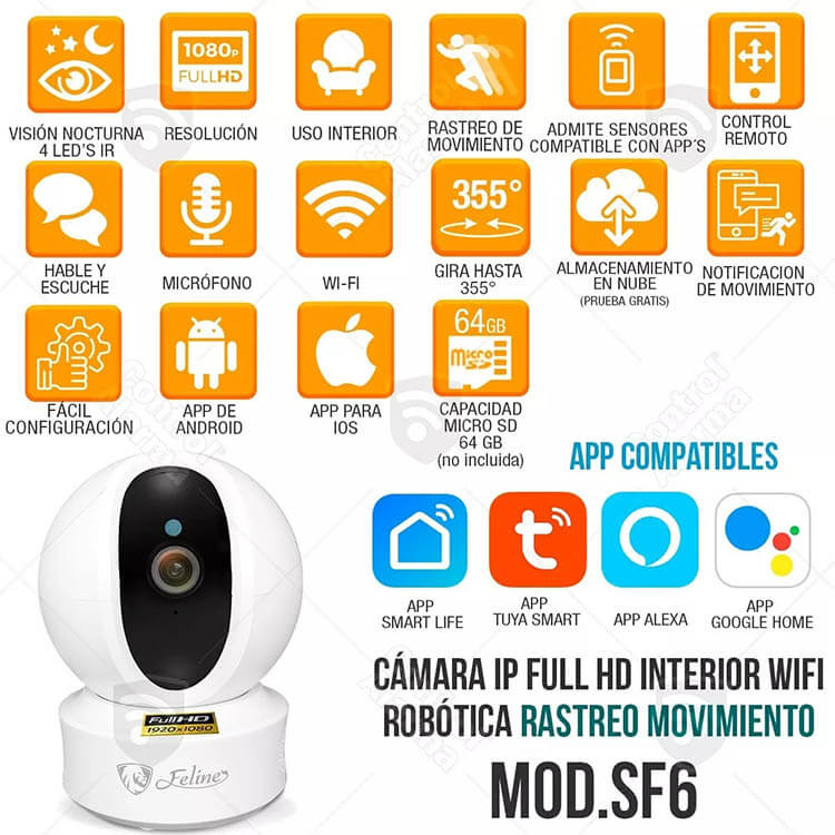 Camara Wifi Ip Alexa Google Robotica Nube Fhd Seguridad Inalambrica Video Vigilancia Deteccion Movimiento App Altavoz