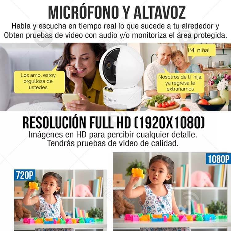 Camara Wifi Ip Alexa Google Robotica Nube Fhd Seguridad Inalambrica Video Vigilancia Deteccion Movimiento App Altavoz