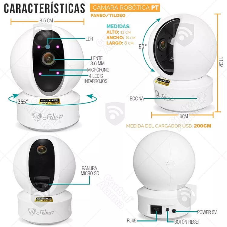 Camara Wifi Ip Alexa Google Robotica Nube Fhd Seguridad Inalambrica Video Vigilancia Deteccion Movimiento App Altavoz