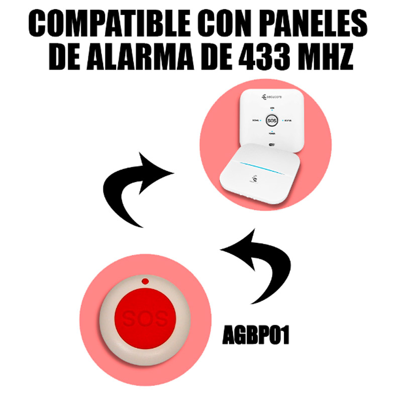Boton Panico SOS Emergencia Inalambrico 433 Mhz para Alarma
