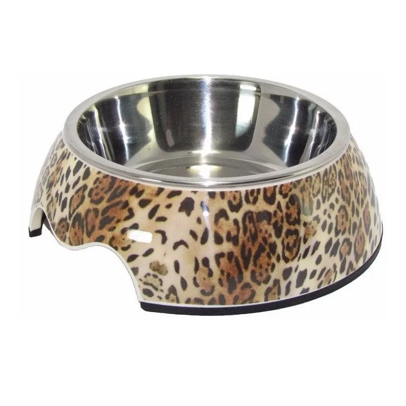 Plato-comedero Lujo Para Perro Mascota Pet75 Leopardo 160ml