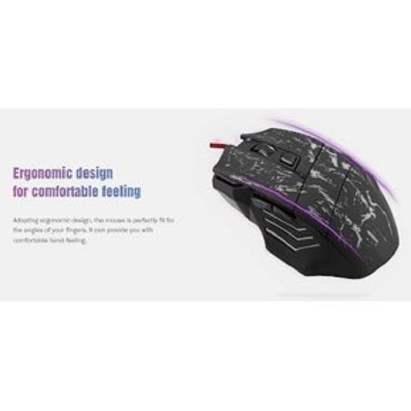 Mouse Gamer Gaming Ergonomico Alambrico 5500 Dp  7 Botones Color Negro