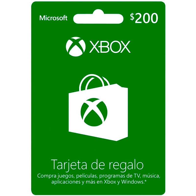 Tarjeta de Regalo XBOX Live MICROSOFT Gift Card MXN $200 K4W-02024 