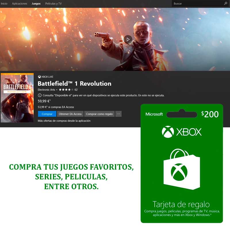 Tarjeta de Regalo XBOX Live MICROSOFT Gift Card MXN $200 K4W-02024 