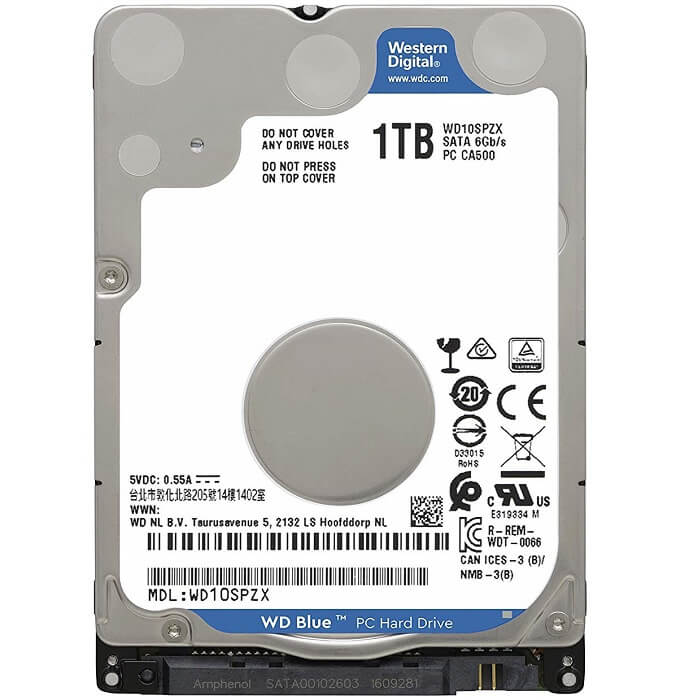 Disco Duro 2.5 Western Digital Blue 1TB 5400RPM SATA 3 128MB WD WD10SPZX
