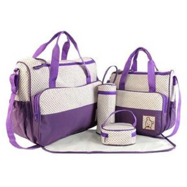 Mochila Bolsa Panalera Moderna Para Bebe Set 5 Piezas Color Morado