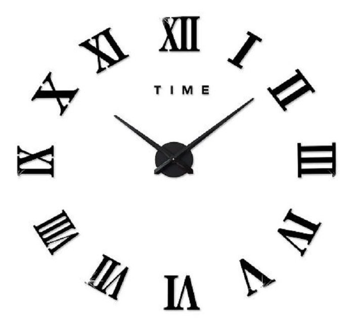 Reloj Pared Decorativo Moderno 3d Adhesivo Sala Cocina Custom Romano   negro