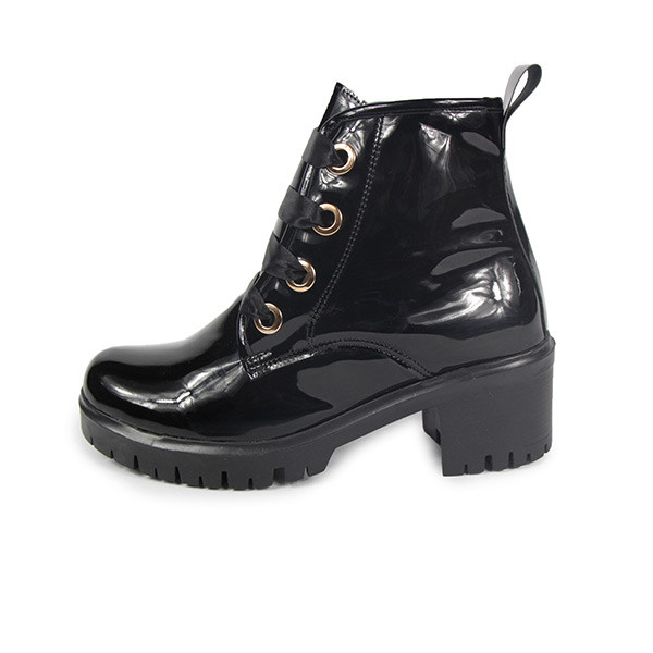Incognita , Botas para Mujer Charol Negro Tacón Ancho Casuales , 088D94