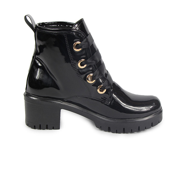 Incognita , Botas para Mujer Charol Negro Tacón Ancho Casuales , 088D94