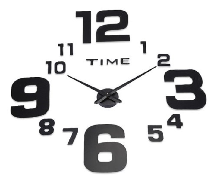 Reloj Pared Decorativo Moderno 3d Adhesivo Sala Cocina Custom Numeros negro