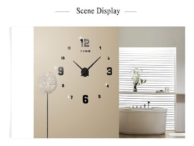 Reloj Pared Decorativo Moderno 3d Adhesivo Sala Cocina Custom Numeros negro