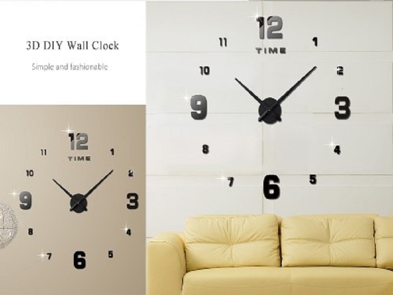 Reloj Pared Decorativo Moderno 3d Adhesivo Sala Cocina Custom Numeros negro