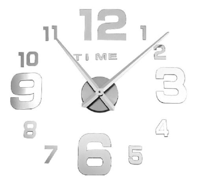 Reloj Pared Decorativo Moderno 3d Adhesivo Sala Cocina Custom Numeros   plateado